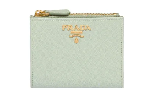 PRADA Saffiano Leather Wallet Mini Women's Green