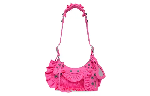Balenciaga Le Cagole Polyamide Portable Crossbody Bag, Shoulder Bag Mini Women's Peach Pink