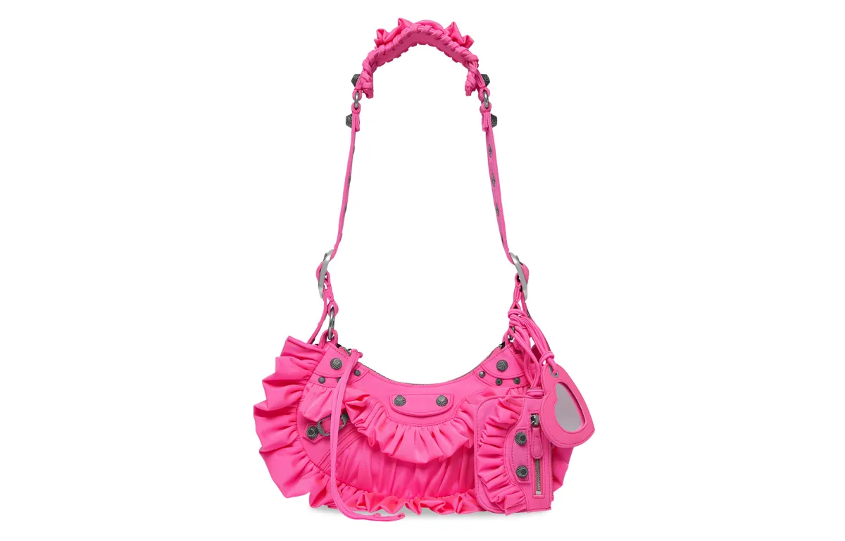 Balenciaga Le Cagole Polyamide Portable Crossbody Bag, Shoulder Bag Mini Women's Peach Pink