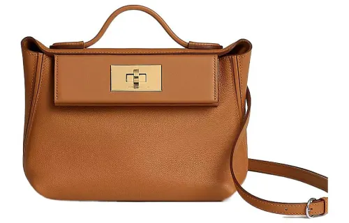 HERMES 24/24 Evercolor Swift Leather Shoulder Bag, Handbag Women's Gold Brown