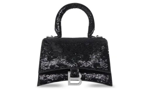 Balenciaga Hourglass Cow Leather Shoulder Bag, Crossbody Bag, Handbag Extra Small Women's Black