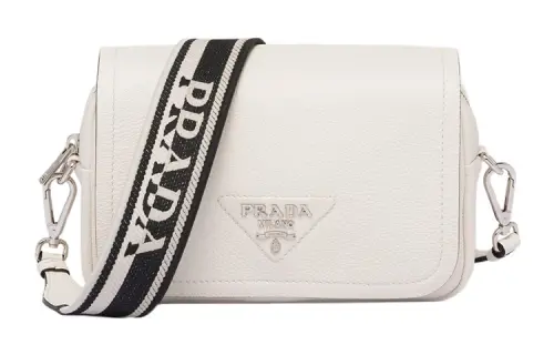 PRADA Leather Crossbody Bag, Shoulder Bag Women's White