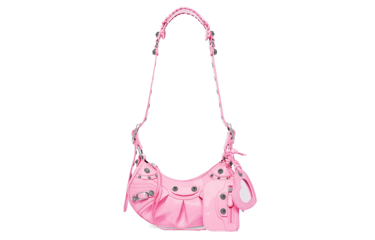 Balenciaga Le Cagole Shoulder Bag Xs Pink Patent