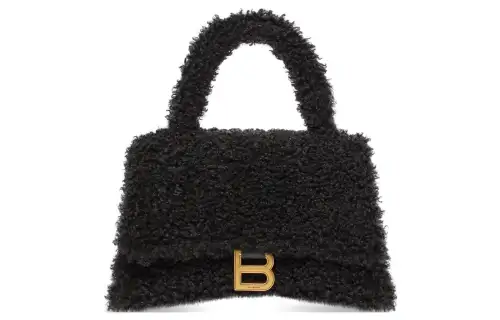 Balenciaga Hourglass Sheepskin Shoulder Bag, Crossbody Bag, Handbag Small Unisex Black