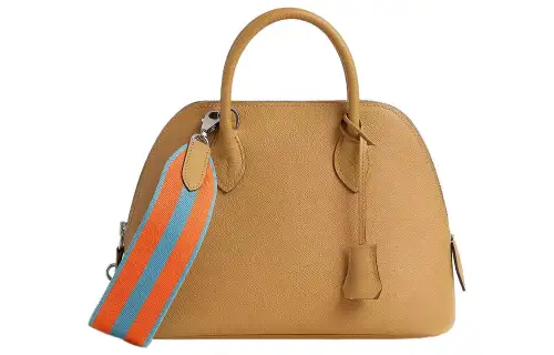 HERMES Bolide Epsom Leather Bowling Bag, One Shoulder Handbag, Crossbody Bag Women's Cookie