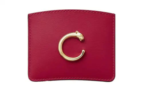CARTIER Panthère De Cartier Calfskin Card Holder Men's Red