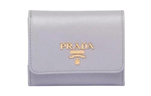PRADA Saffiano Leather Wallet Mini Women's Light Purple