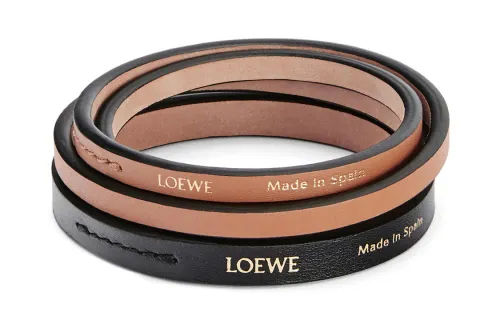 LOEWE Cow Leather Wristbands Women's Black/Tan