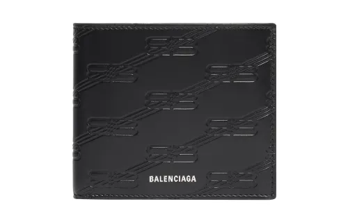 Balenciaga Cow Leather Wallet, Card Holder, Coin Purse Men's Black