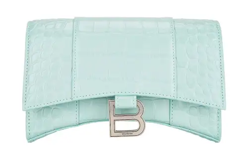 Balenciaga Hourglass Calfskin Shoulder Bag, Crossbody Bag, Wallet Small Women's Blue Green