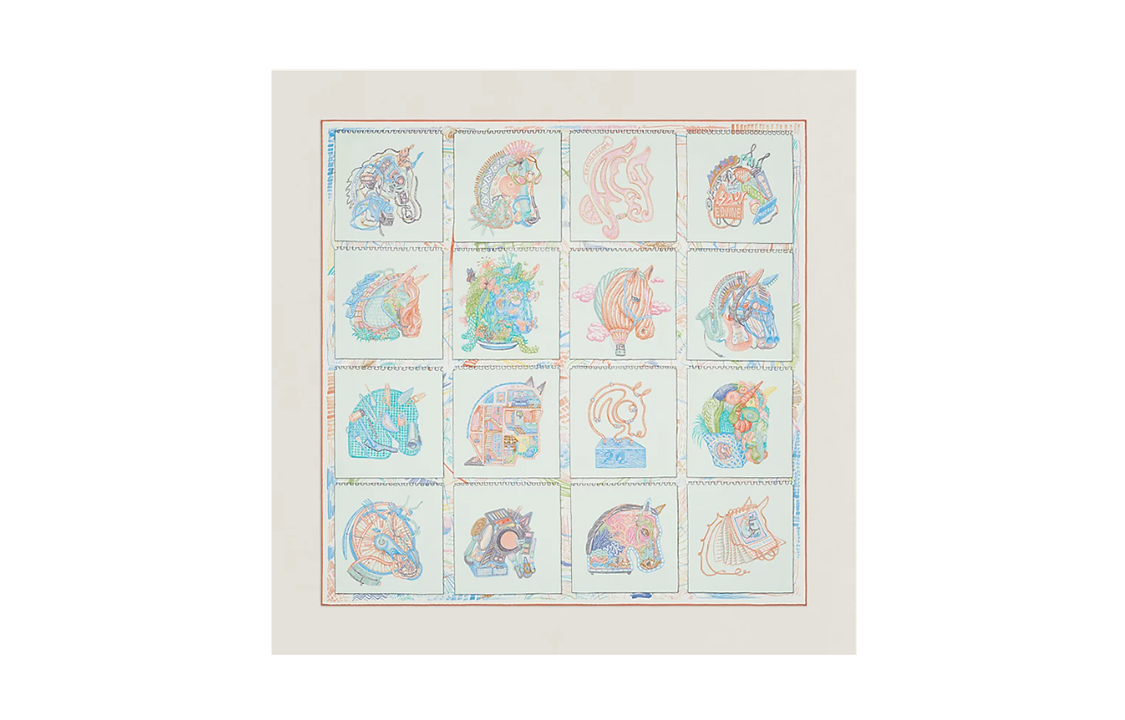 HERMES Chevaloscope Scarves Women's Green