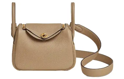 HERMES Lindy Taurillon Clemence Cow Leather Handbags 19 Women's S2 Trench Coat Beige