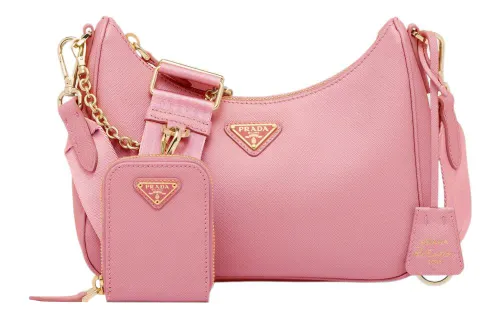 PRADA Re Edition Saffiano Leather Portable Crossbody Bag, Shoulder Bag Women's Pink