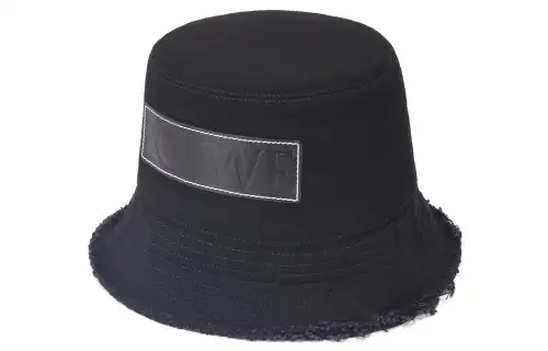 Loewe frayed leather logo-patch bucket hat
