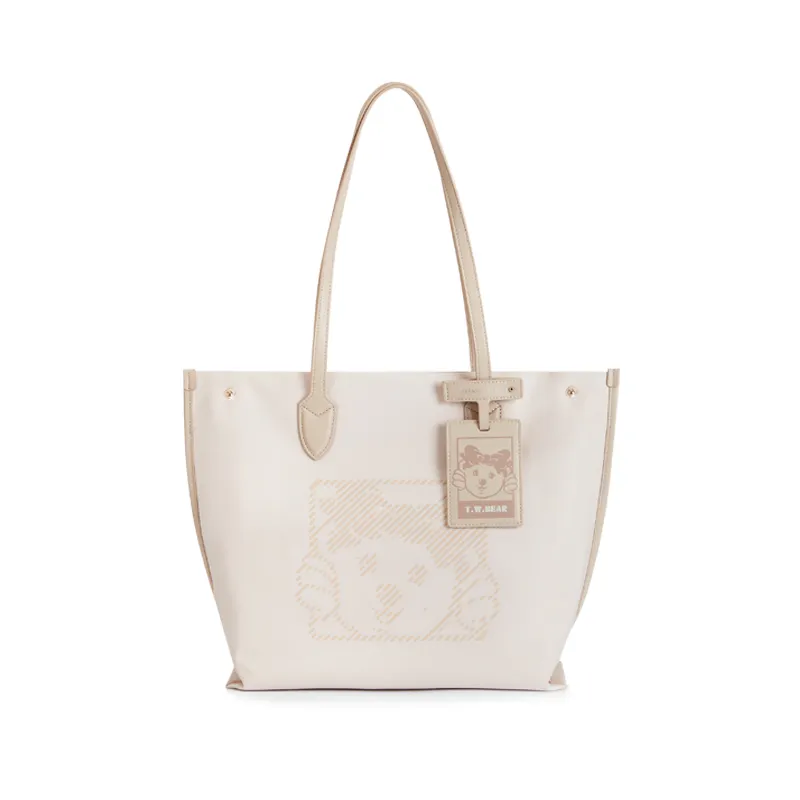 Teenie Weenie Fabric Commute Bag, Tote Bag, Shopping Bag, Shoulder Bag Women's Warm White/Frost Apricot