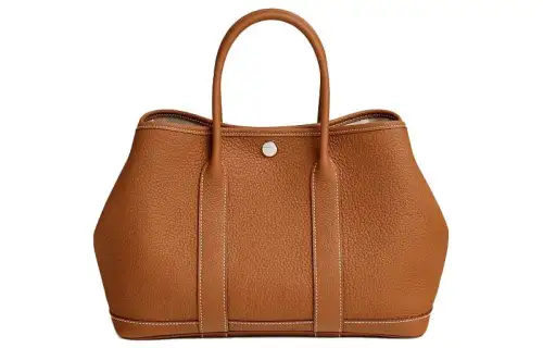 HERMES Garden Party Negonda Calfskin Handbag 30 Women's 37 Gold