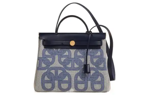 HERMES Herbag Zip H Plume Canvas With Leather Shoulder Bag, Crossbody Bag, Handbag 31 Unisex