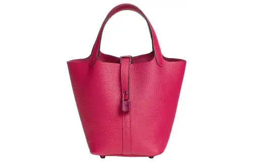 HERMES Picotin Lock Clemence Cow Leather Basket Bag, Bucket Bag, Handbag 18 Women's 0D Rose Mexico Powder