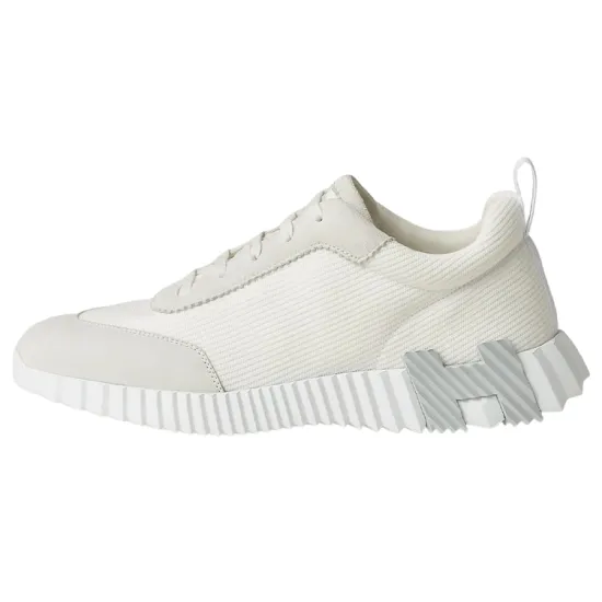 HERMES Bouncing Casual Shoes Men Low-Top Beige Gray