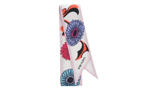 floral-print twill scarf