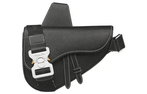 DIOR Saddle Grained Calfskin Saddle Bag, Shoulder Bag, Crossbody Bag, Sling Bag, Fanny Pack Mini Men's Black