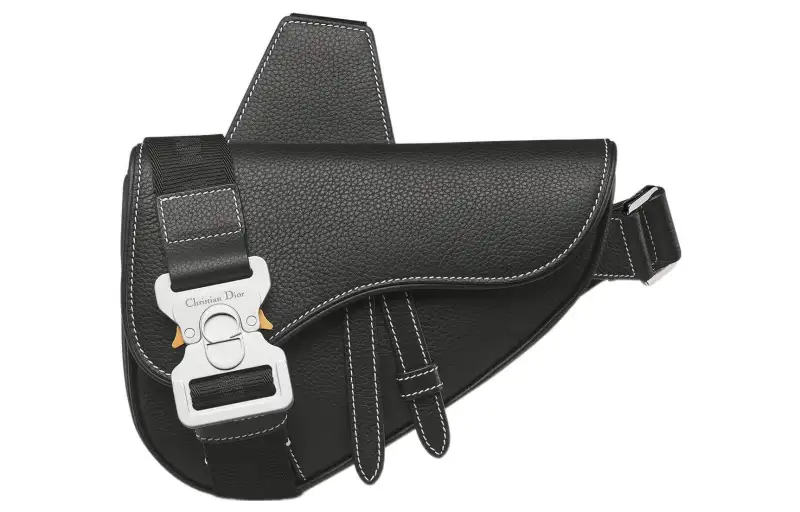 DIOR Saddle Grained Calfskin Saddle Bag, Shoulder Bag, Crossbody Bag, Sling Bag, Fanny Pack Mini Men's Black