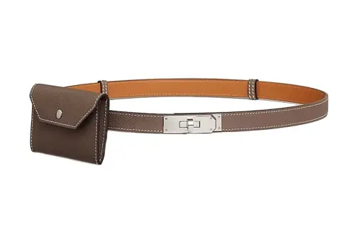 HERMES Kelly Cow Leather Belts Women's Brown Width 1.8cm