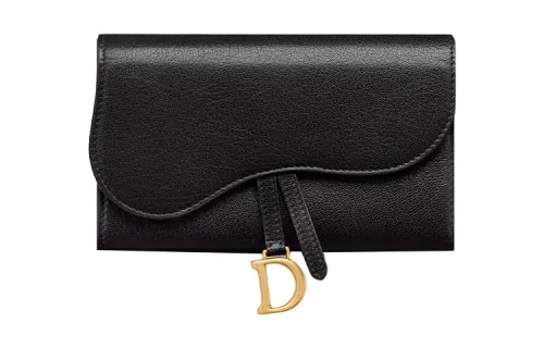 DIOR Saddle Goatskin Wallet Women's Black