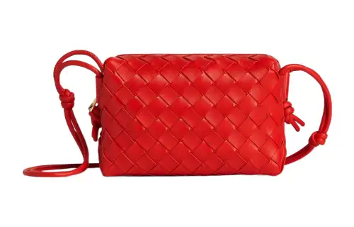 Bottega Veneta Loop Leather Camera Bag Storage Bag Handheld Shoulder Bag Women's Red