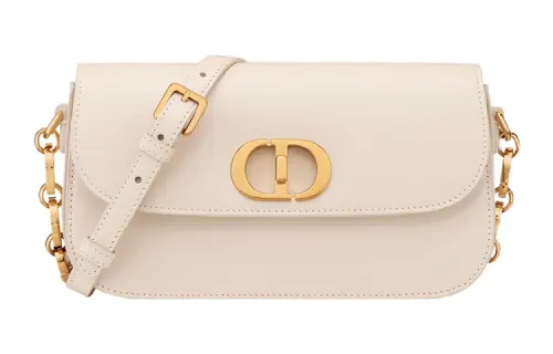 DIOR 30 Montaigne Smooth Cow Leather Shoulder Bag, Crossbody Bag Regular Women's Gray Ivory