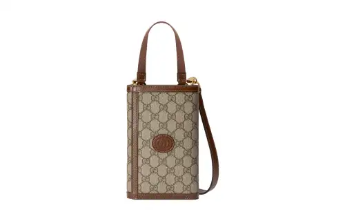 GUCCI Canvas With Leather Handbag, Shoulder Bag, Crossbody Bag Wallet Men's Brown