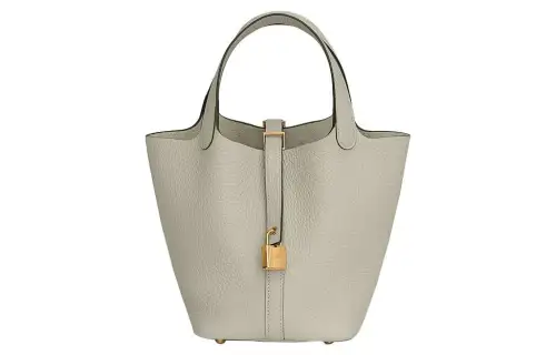 HERMES Picotin Lock Clemence Bullock Leather Basket Bag, Bucket Bag, Handbag 18 Women's Q1 Sauge Sage Green