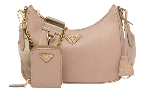 PRADA Re Edition Leather Portable Crossbody Bag, Shoulder Bag Women's Cameo Brown