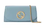 GUCCI Blondie Leather Shoulder Bag, Crossbody Bag, Wallet Women's Light Blue