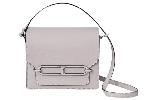 HERMES Roulis Silver Tone Buckle Evercolor Calfskin Crossbody Bags Mini Women's 09 Mauve Pale Dream Purple
