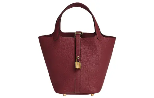 HERMES Picotin Lock Clemence Bullock Leather Basket Bag, Bucket Bag, Handbag 18 Women's 55 RougeH Hermes Red