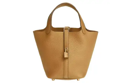 HERMES Picotin Lock Clemence Bullock Leather Basket Bag, Bucket Bag, Handbag 18 Women's 4B Biscuit Cookie