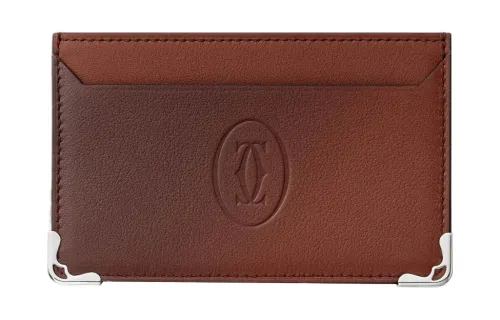 CARTIER Must De Cartier Calfskin Card Holder Men's Gradient Brown