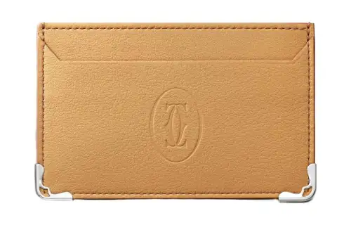CARTIER Must De Cartier Calfskin Card Holder Women's Brown Yellow