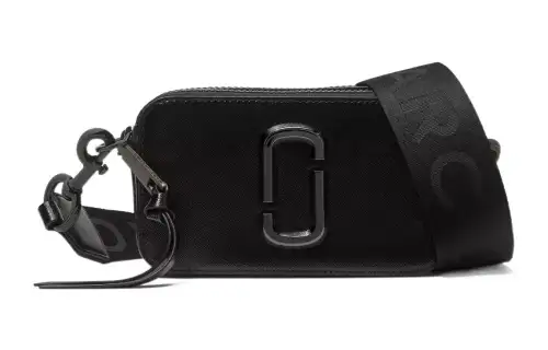 MARC JACOBS Snapshot Leather Camera Bag, Crossbody Bag, Shoulder Bag Regular Unisex Pure Black