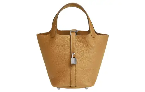 HERMES Picotin Lock Clemence Bullock Leather Basket Bag, Bucket Bag, Handbag 18 Women's 4B Biscuit Cookie