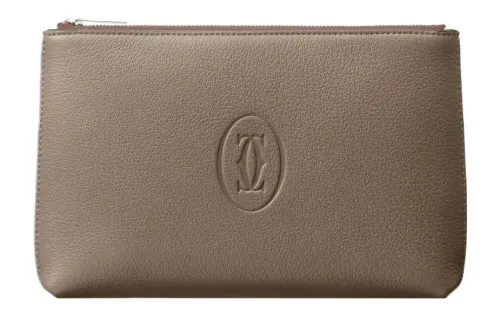 CARTIER Must De Cartier Calfskin Clutch Small Men's Taupe