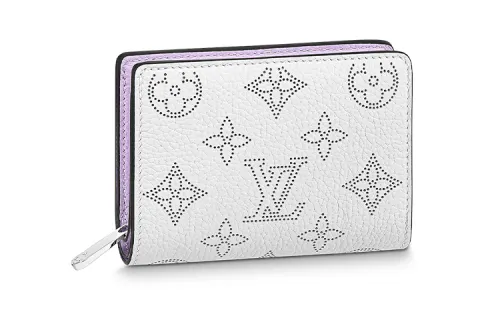 LOUIS VUITTON Cow Leather Coin Purse Women's White