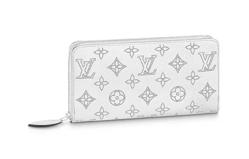 LOUIS VUITTON Zippy Cow Leather Wallet Women's White