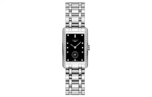 LONGINES Quartz classic black dial, case stainless steel, watch strap, quartz mechanism, simple and elegant design, 23mm