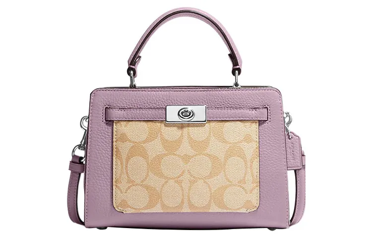 COACH Lane Signature Coated Canvas With Refined Pebbled Leather Handbag, Shoulder Bag, Crossbody Bag Mini Women's