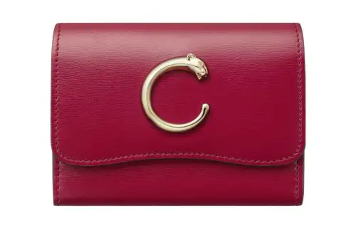 CARTIER Panthère De Cartier Calfskin Wallet Mini Women's Red