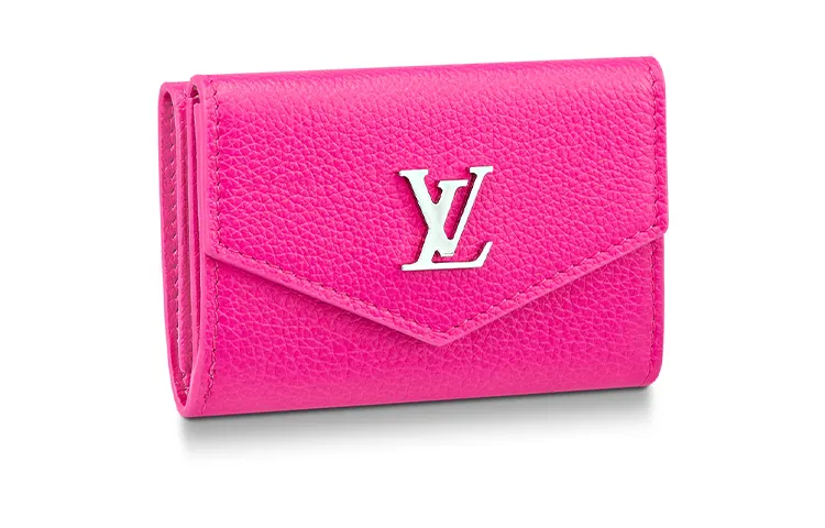 LOUIS VUITTON Grain Calfskin Wallet Mini Women's Rose Red