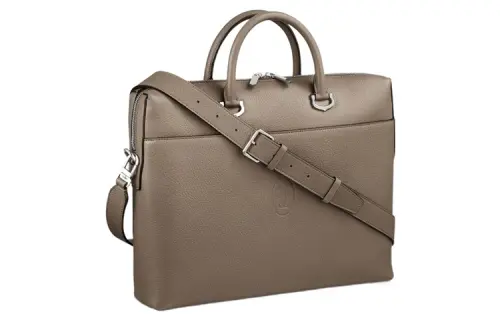 CARTIER Must De Cartier Calfskin Shoulder Bag, Crossbody Bag, Handbag, Briefcase Small Men's Taupe