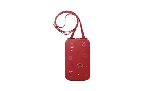 CARTIER Calfskin Cell Phone Pouch Women's Red